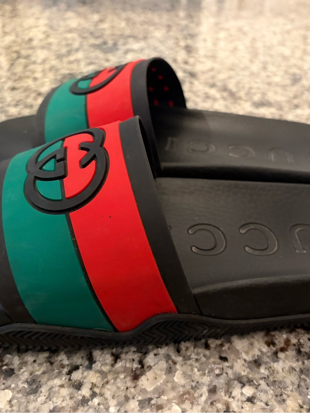 Gucci Black Slides with Red and Green Signature Stripe - Picture 15 of 16